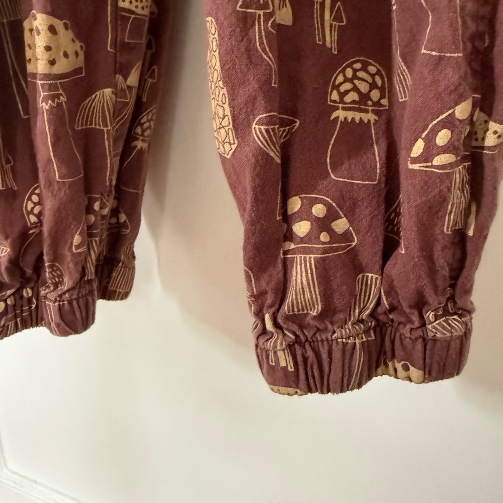 Women's Brown Mushroom-Print Overalls - Picture 5 of 6